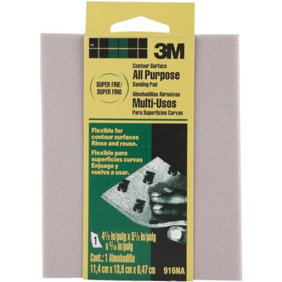 3M Contour Surface All-Purpose 4-1/2 In. x 5-1/2 In. x 3/16 In. Super Fine Sanding Sponge