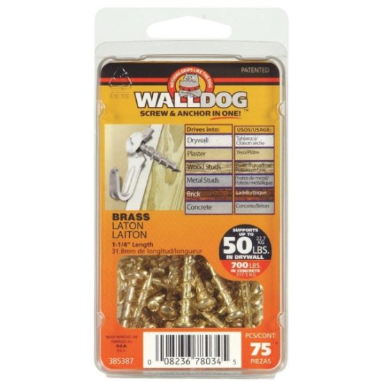 Hillman 3/16 In. x 1-1/4 In. Brass Pan Head Walldog Self-Drilling Wall Anchor (75 Ct.)