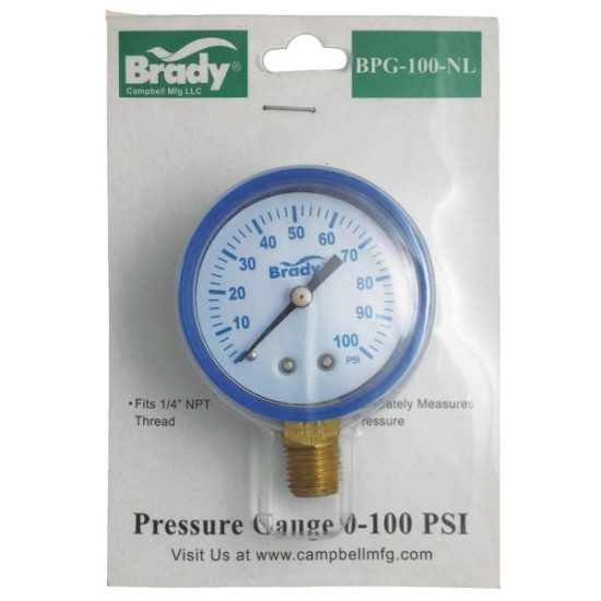 Campbell 1/4 In. x 2 In. 0 to 100 psi Pressure Gauge
