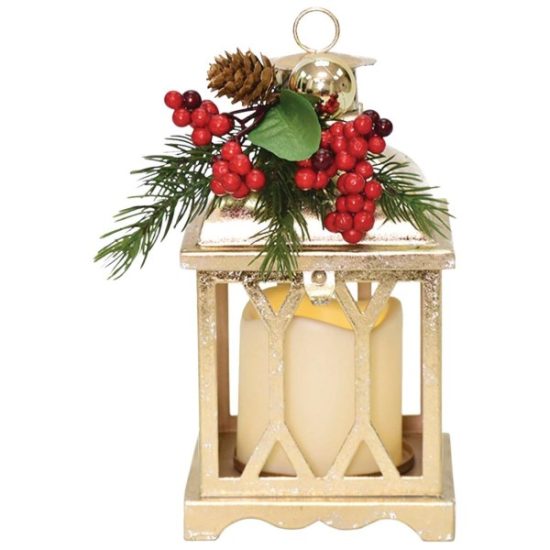 Gabriella 9 In. H. Metal Lantern with LED Candle & Arrangement
