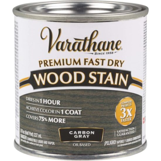 Varathane Fast Dry Carbon Gray Urethane Modified Alkyd Interior Wood Stain, 1/2 Pt.