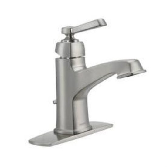 Moen Boardwalk Brushed Nickel 2-Handle Lever 4 In. Centerset Bathroom Faucet with Pop-Up
