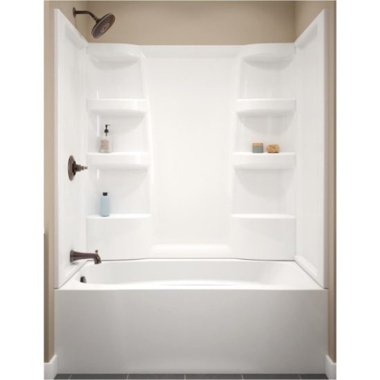 Delta Hycroft 3-Piece 60 In. L x 30 In. D (Bathtub) Tub Wall Kit in White