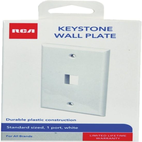 RCA Keystone 1-Port White Modular Wall Plate