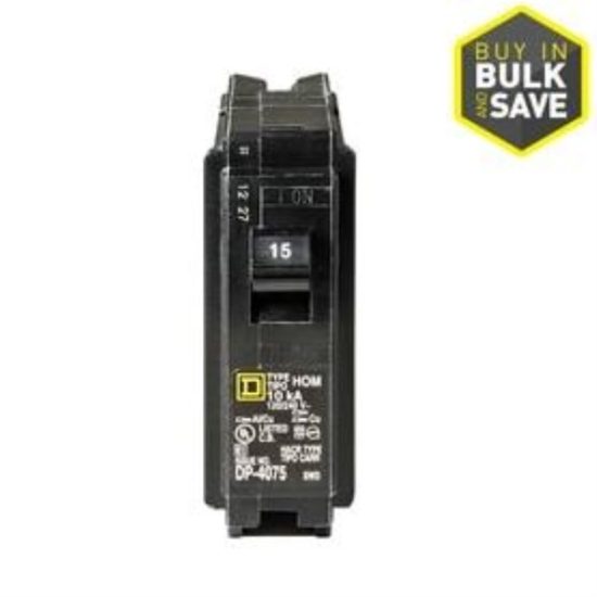 Square D Homeline 15A Single-Pole Standard Trip Circuit Breaker