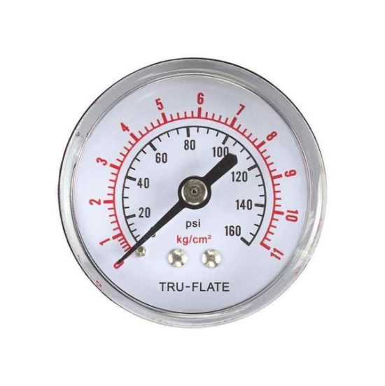 Tru-Flate 1/4 In. MNPT Back Mount Pressure Gauge